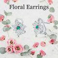 wholesale 925 Sterling Silver Emerald & Cubic Zirconia Flower Clover Bow Stud Earrings for Women-0-3