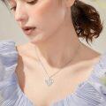 wholesale 925 Sterling Silver White Gold 1 CTTW Moissanite Floating Necklace with Twinkle Setting, Double Heart Pendant, Adjustable Chain, Gift Box Included-0-2