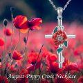 wholesale 925 Sterling Silver Red Carnation Floral Cross Pendant Necklaces for Women-0-4