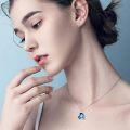 wholesale 925 Sterling Silver Blue Crystal Heart Hippo Pendant Necklaces for Mom Wife Daughter Mothers' Day Gifts-0-2
