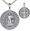 wholesale 925 Sterling Silver St. Benedict Medal Pendant Necklace with Cross and Dove Charm for Men & Women-0-0