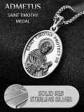 wholesale 925 Sterling Silver St Timothy Protect Us Pendant Necklace for Men with Cross and 3+2 Extender Chain-0-3