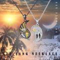 wholesale 925 Sterling Silver Yin Yang Sun & Moon Couple Necklaces Set with Black and White Stones-0-6