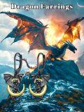 wholesale 925 Sterling Silver Black Gold Dragon Moon Leverback Drop Earrings-0-5