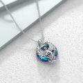 wholesale 925 Sterling Silver Blue Crystal Phoenix Pendant Necklace for Women Girls  45cm Chain Length-0-2