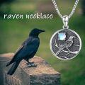 wholesale 925 Sterling Silver Synthetic Opal Raven Pendant Necklaces Gifts for Women-0-4