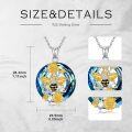 wholesale 925 Sterling Silver Blue Crystal Bee Flower Pendant Necklace-0-4
