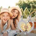 wholesale 925 Sterling Silver Metal Best Friend Forever Heart-Shaped Sunflower Pendant Necklaces for Women Girls Friendship  Sets 2 Pcs-0-1