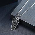wholesale 925 Sterling Silver Blackened Gothic Coffin with Hugging Skeletons Pendant Necklaces for Men Women Halloween Gifts-0-1