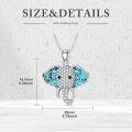 wholesale 925 Sterling Silver Blue Turquoise Crystal Elephant Pendant Necklace for Women Gifts-0-4
