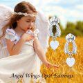 wholesale 925 Sterling Silver Heart Angel & Devil Wing Stud Earrings with Red Crystal and Black Stones for Women Gift Set-0-4