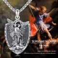 wholesale 925 Sterling Silver Archangel Michael Shield Pendant Necklace for Men Women Catholic s-0-5