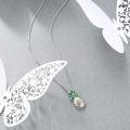 wholesale 925 Sterling Silver Green Enamel Yellow Crystal Pineapple Pendant Necklace s for Women and Teen Girls-0-3