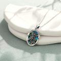 wholesale 925 Sterling Silver Saint Michael Abalone Shell Oval Pendant Necklace-0-2