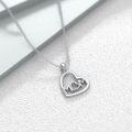 wholesale 925 Sterling Silver MOM Heart Pendant Necklace with Cubic Zirconia Stones for Mother's Day Gift-0-3