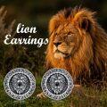 wholesale 925 Sterling Silver Viking Rune Lion Head Stud Earrings for Men & Women-0-5