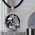 wholesale 925 Sterling Silver Egyptian God Anubis Medallion Cross Pendant Leather Chain Necklaces for Men Women Christian Catholic Gift Jewelry-0-5