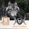 wholesale 925 Sterling Silver Black Enamel Triple Wolf Head Pendant Necklace for Women Girls  45cm Chain Length-0-3