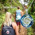 wholesale 925 Sterling Silver Blue Crystal Nautical Compass Pendant Necklace for Women's s-0-4