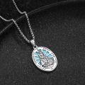 wholesale 925 Sterling Silver Turquoise St Dympna Catholic Patron Saint Medal Necklace Pendant Amulet-0-1