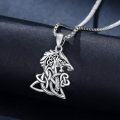 wholesale 925 Sterling Silver Wolf Head Triquetra Celtic Knot Pendant Necklaces for Men & Women-0-1