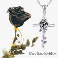 wholesale 925 Sterling Silver Cross Pendant Necklace with Rose Flower and Vine Design - Christian  for Women-0-4