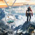 wholesale 925 Sterling Silver Compass Pendant with Turquoise Stone and Mountain Design - Nature-Inspired Jewelry for Women & Men -0-2