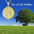 wholesale 14K Gold Sterling Silver Jade Tree of Life Necklace for Women-0-13