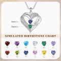 wholesale TOUPOP Customized Heart Necklace Sterling Silver Personalized 1-4 Names Birthstones Pendant Jewelry For Her Women Birthday Christmas Gifts -0-2