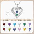 TOUPOP Sterling Silver Birthstones 1-4 Names Personalized Heart Pendant-0-2