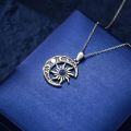 wholesale 925 Sterling Silver Blue Stone Pendant with Sun and Moon Design Necklaces for Women-0-2