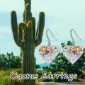 wholesale 925 Sterling Silver Heart-Shaped Cactus & Sun Drop Earrings - Hypoallergenic Gift for Her-0-4