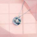 wholesale 925 Sterling Silver Compass & Celestial Elements Pendant Necklace with Blue Crystal and Stars Design-0-1