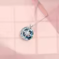 wholesale 925 Sterling Silver Compass & Celestial Elements Pendant Necklaces Wholesale with Blue Crystal and Stars Design-0-1