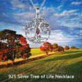wholesale 925 Sterling Silver Celtic Tree of Life Necklace w/ Blue Crystal & Simulated Emerald Pendants for Women-0-19