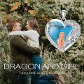 wholesale 925 Sterling Silver Turquoise Heart-Shaped Dragon Pendant Necklace Gift for Wife/Mom-0-4