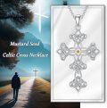 wholesale S925 Sterling Silver Mustard Seed Cross Necklace, 21-30mm, Irish Jewelry Gift for Women & Men-0-1