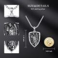 wholesale 925 Sterling Silver Shield Pendant with Saint Michael and Cross Necklace for Men Women  47cm Chain Length-0-1