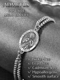wholesale 925 Sterling Silver Saint Jude Thaddeus Medal Charm Bracelet with Box Chain for Men Women (Adjustable Length: 6-8 inches)-0-4