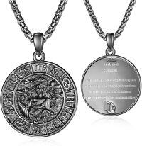 wholesale 925 Sterling Silver S925 Virgo Zodiac Necklace for Men - 3D Engraved Pendant with Box Chain (Silver)-Virgo Black-Black-Virgo