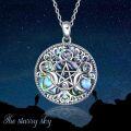 wholesale 925 Sterling Silver Abalone Shell Triple Moon Goddess Pentagram Pendant Necklace-0-1