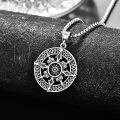 wholesale 925 Sterling Silver Oxidized Vintage Compass Pendant Necklace With Chain-0-3