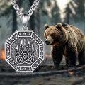 wholesale 925 Sterling Silver Viking Bear Claw Valknut Pendant Necklace for Men & Women-0-5