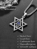wholesale 925 Sterling Silver Hamsa Hand Star of David Pendant Necklaces for Women and Girls Judaica s 38cm  Length Adjustable Size (Silver)-0-4