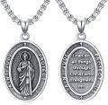 wholesale 925 Sterling Silver Oval Pendant Saint Jude Protect Us Religious Jewelry for Women Men Catholic Gift 43mm x 68mm -0-0