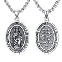 wholesale 925 Sterling Silver Saint Jude Medal Protective Amulet Necklace-Saint Jude