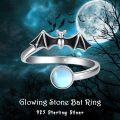 wholesale 925 Sterling Silver Adjustable Halloween Bat Spider Open Ring Jewelry Gift-0-5
