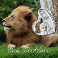 wholesale 925 Sterling Silver Heart-Shaped Lion Pendant Necklace for Women Mothers' Day Gift-0-2