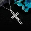 wholesale 925 Sterling Silver Crucifix Saint Benedict Medal Cross Pendant Necklace for Women and Men-0-2