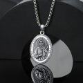 wholesale Sterling Silver Saint Medal Oval Necklace for Men Women Religious Jewelry-0-2